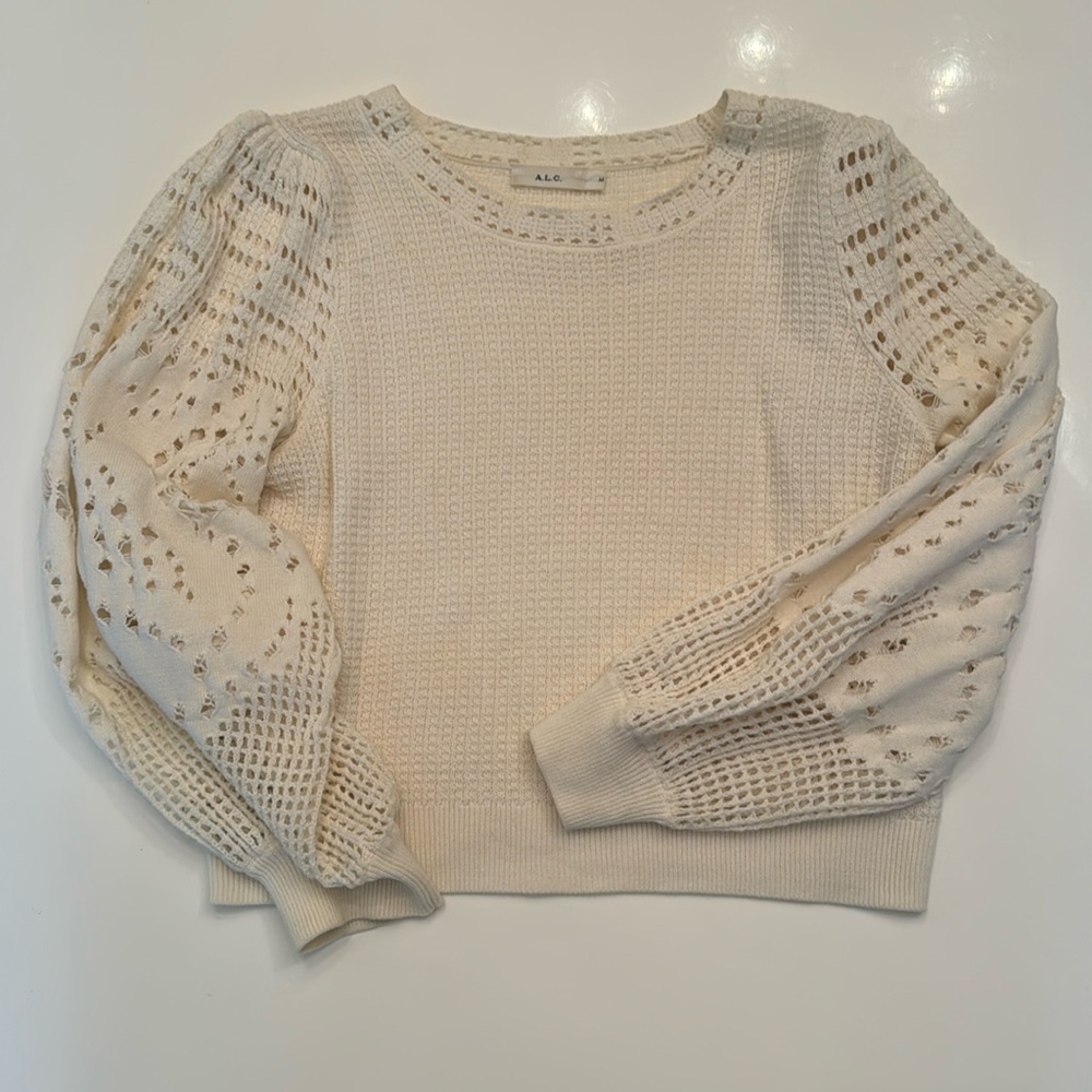A.L.C ivory open knit sweater. Size medium